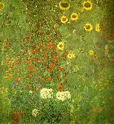 Gustav Klimt tradgard med solrosor Spain oil painting artist